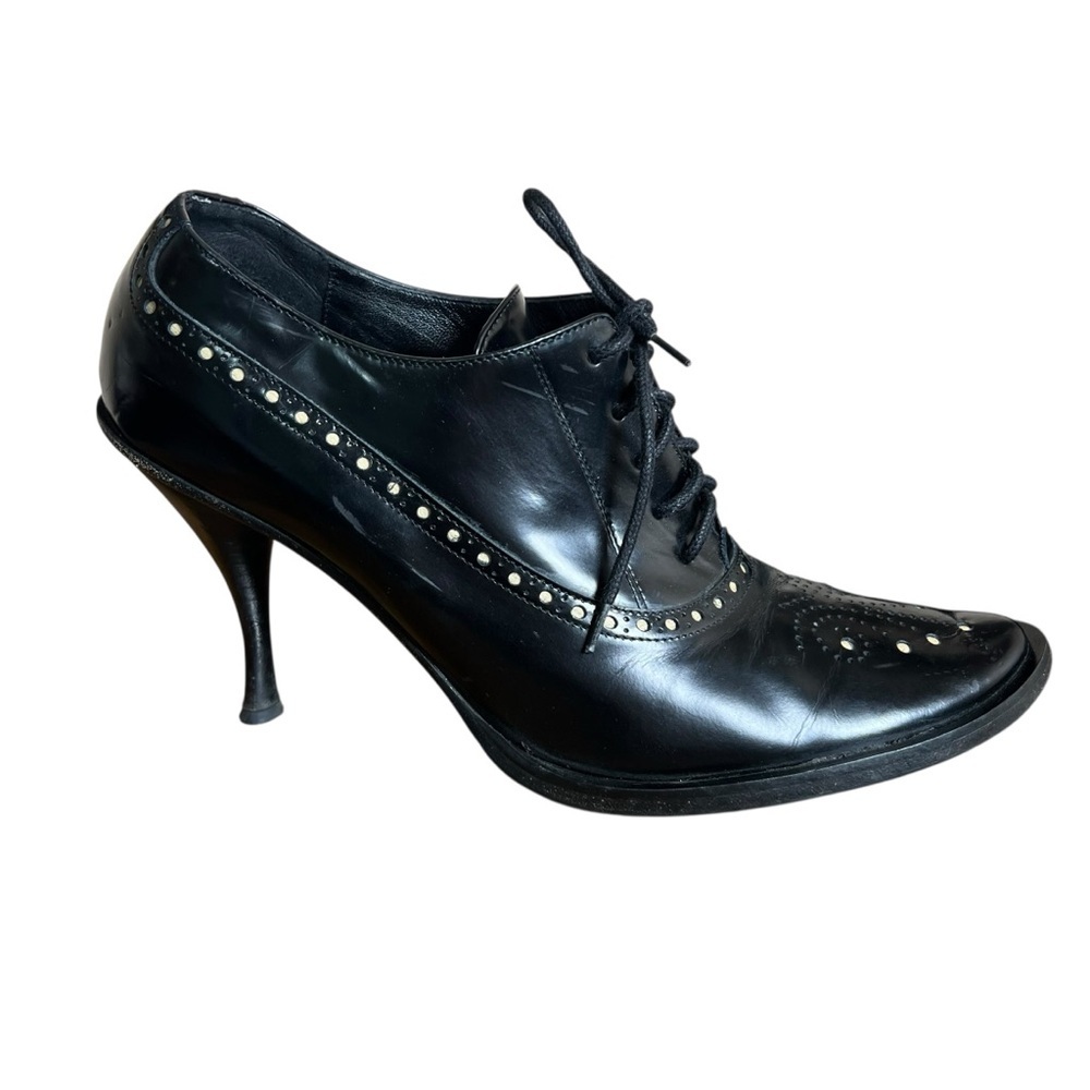 Bolero Dettagli Di Moda Bespoke Wingtip Brogue Oxford Granny Heels Sz 41 (10 US) - Picture 2 of 13